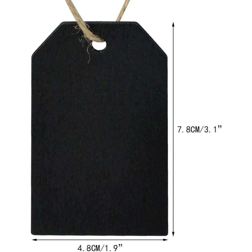 Set of 48 Mini Wooden Chalkboard Tags with Twine for Decorative Name, Price or DIY Wedding Party Labels