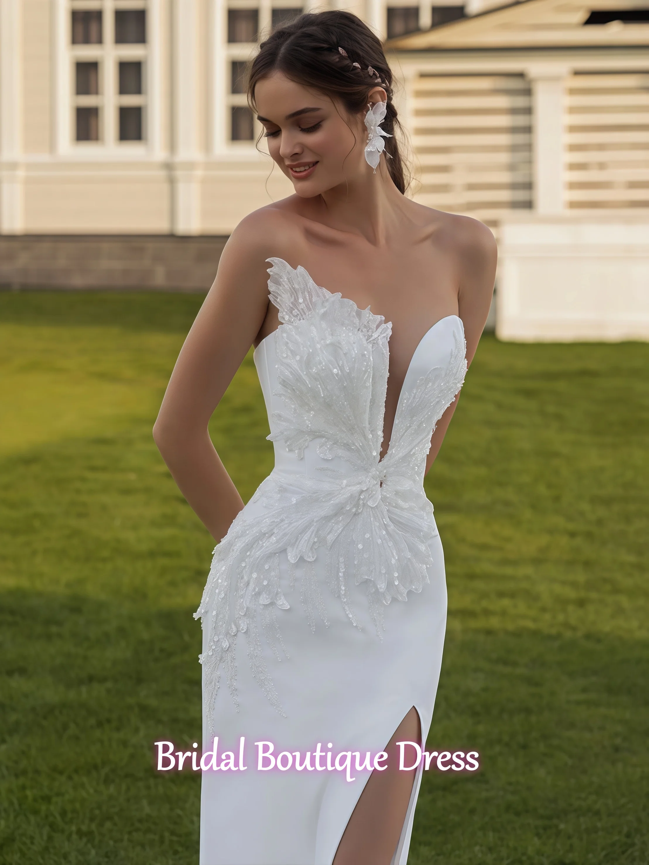 Maßgeschneidertes sexy Meerjungfrau ärmelloses rückenfreies Hochzeitskleid glitzernde Pailletten Applikationen Braut Robe 2026 elegantes Brautkleid Vestido