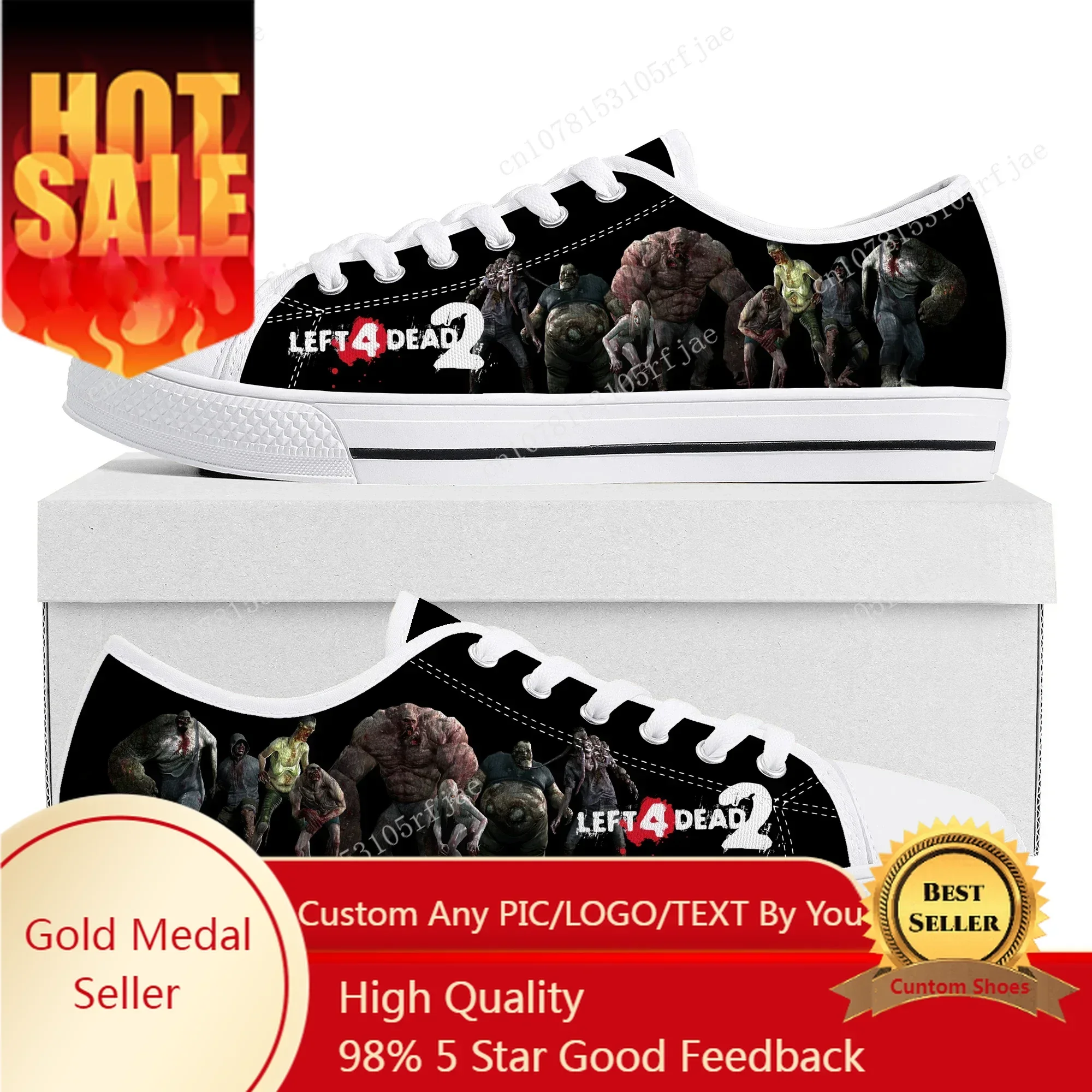 Left 4 Dead 2 Low Top Sneakers Cartoon Game Womens Mens Teenager Fashion Canvas Sneaker Couple Custom Built Shoes