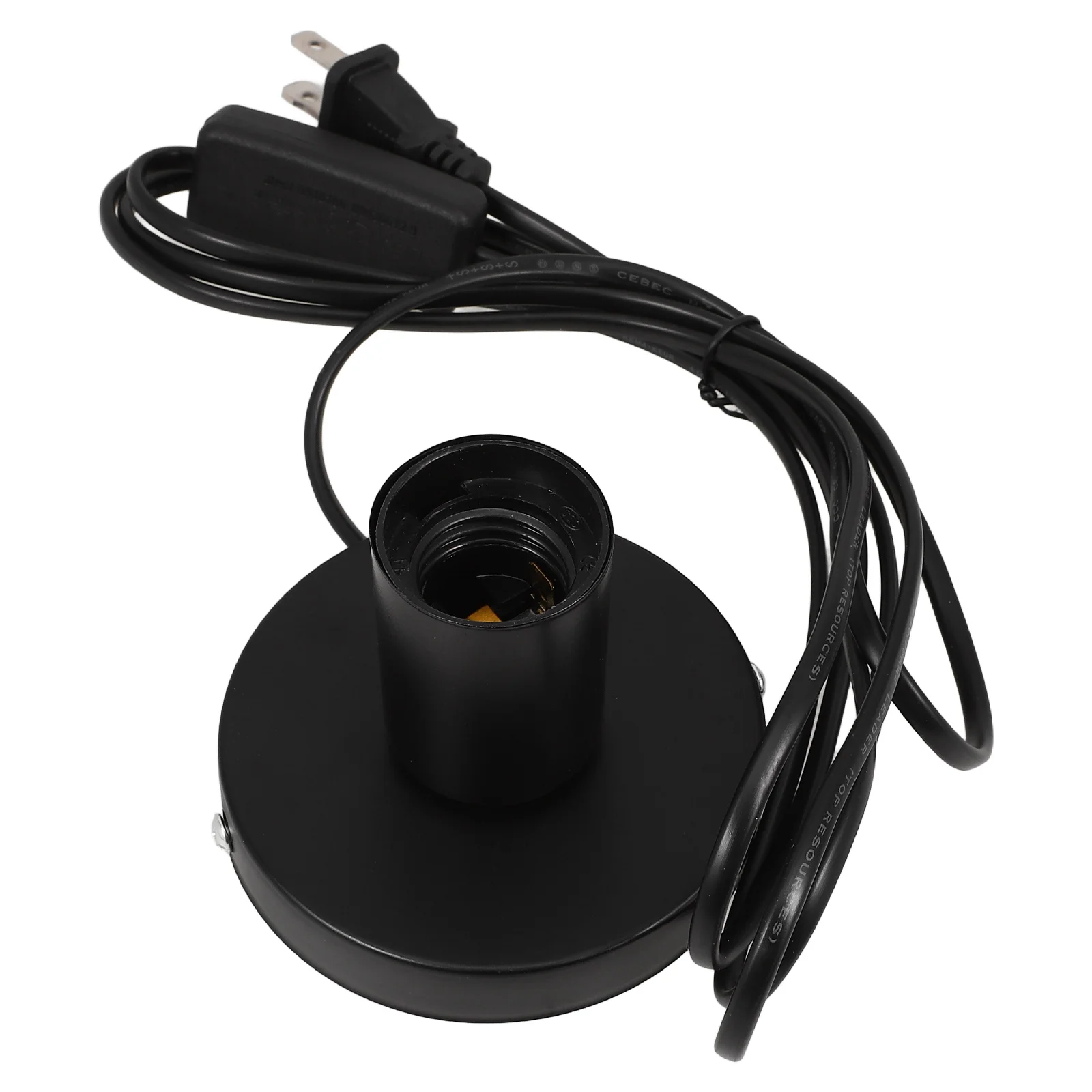 

Lamp Base E27 Screw Light Bulb Holder Replacement Metal Desktop with Cord Durable Socket Plug Bulbs Black