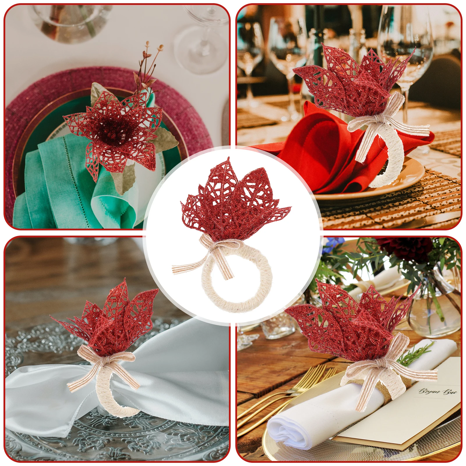 

Wedding Napkin Ring Christmas Decoration Flower Holders Household Buckles Rings Napkins