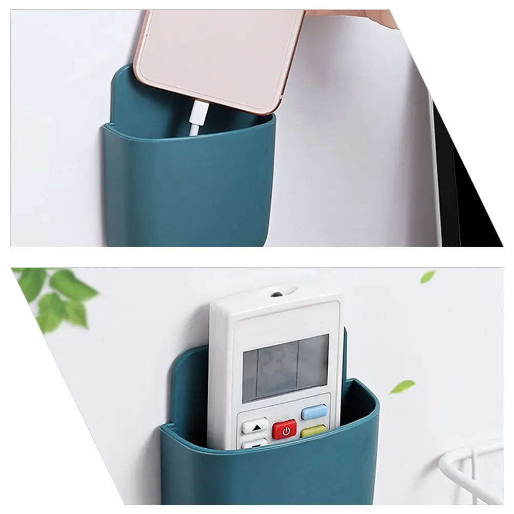 6Pcs Premium ABS Wall-Mounted Self-Adhesive Remote Controller Storage Boxes for Phones Keys Stationery Cosmetics TV Remotes