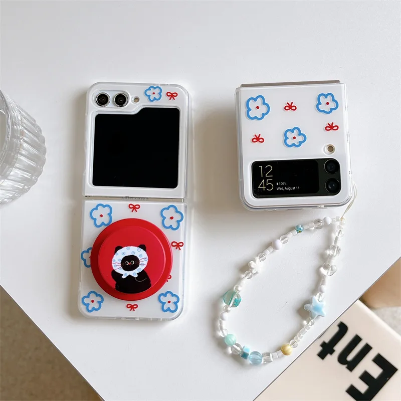 

Black Cat Phone Case For Samsung Galaxy Z Flip 7 6 5 4 Protective Back Cover For ZFlip5 ZFlip6 ZFlip7 Case Shell