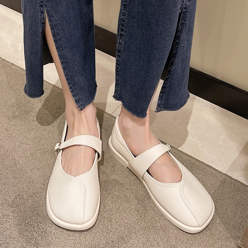 Women\'s Flats 2022 Spring and Autumn Ladies Flat Shoes of  Women Soft Comfortable Square Toe  Leisure Shoes Retro Buckle  Shoes