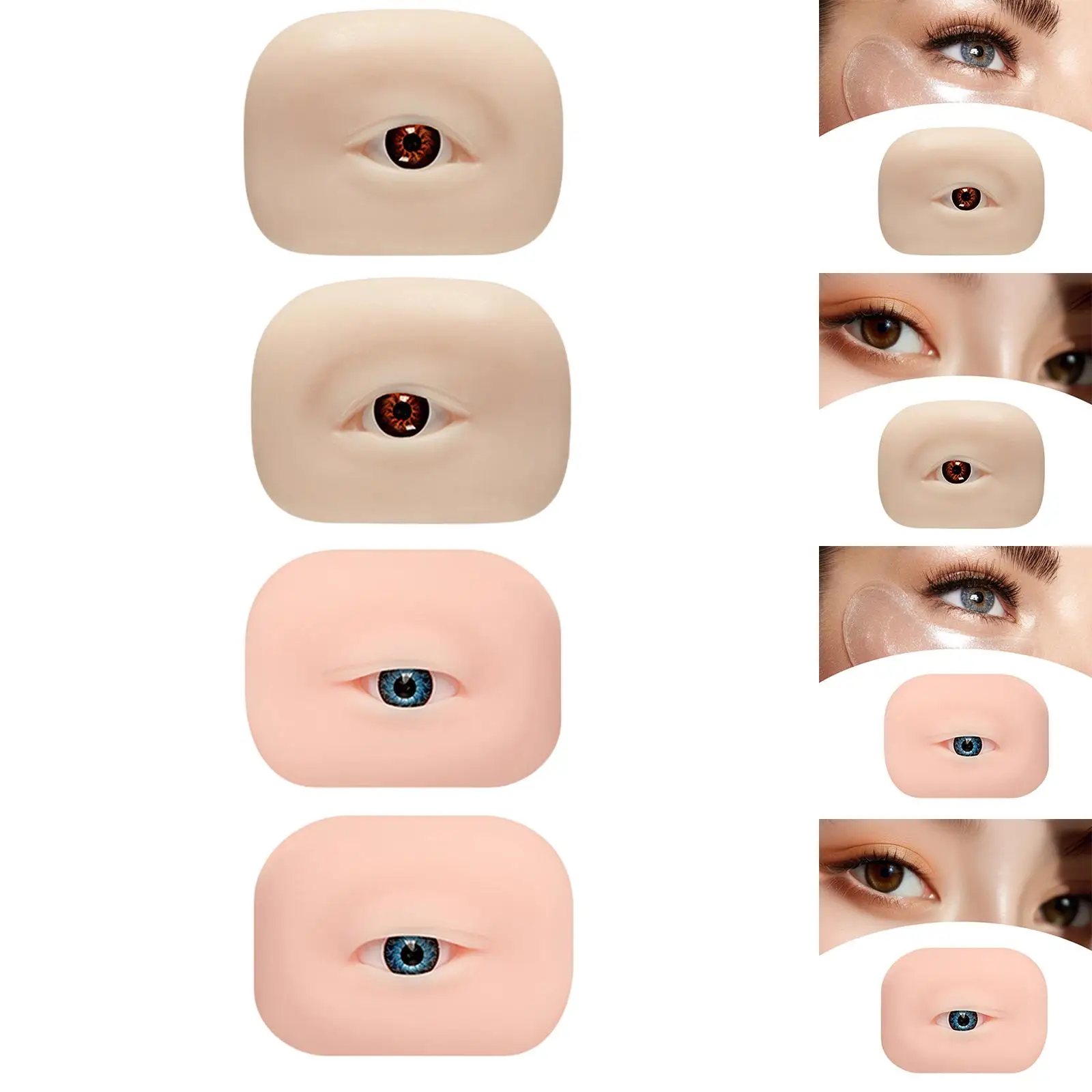 

Silicone Eye Model Artificial Skin Eyebrow Training Supplies for Eyelash Extension Makeup Practice Board Professional