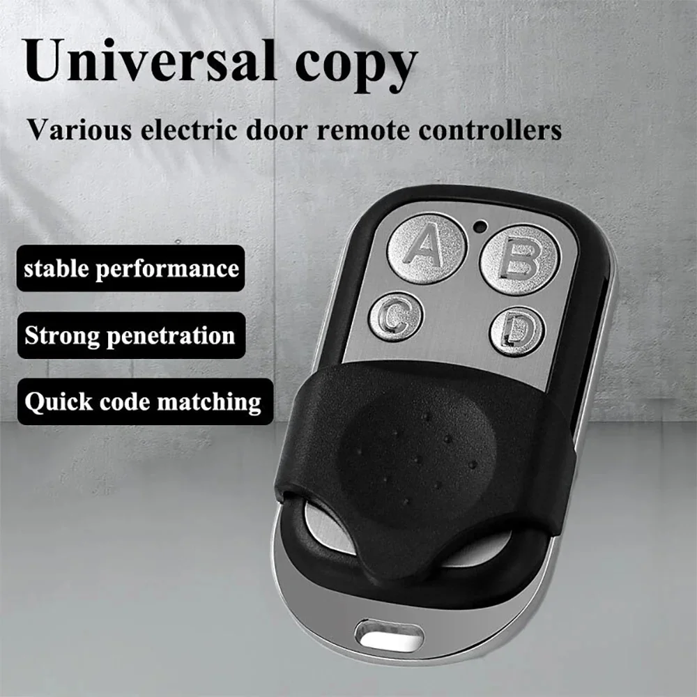Universal 4 Buttons Garage Door Opener Remote Control 433MHz Clone Fixed Learning Rolling Code Duplicator Garage Metal Remote