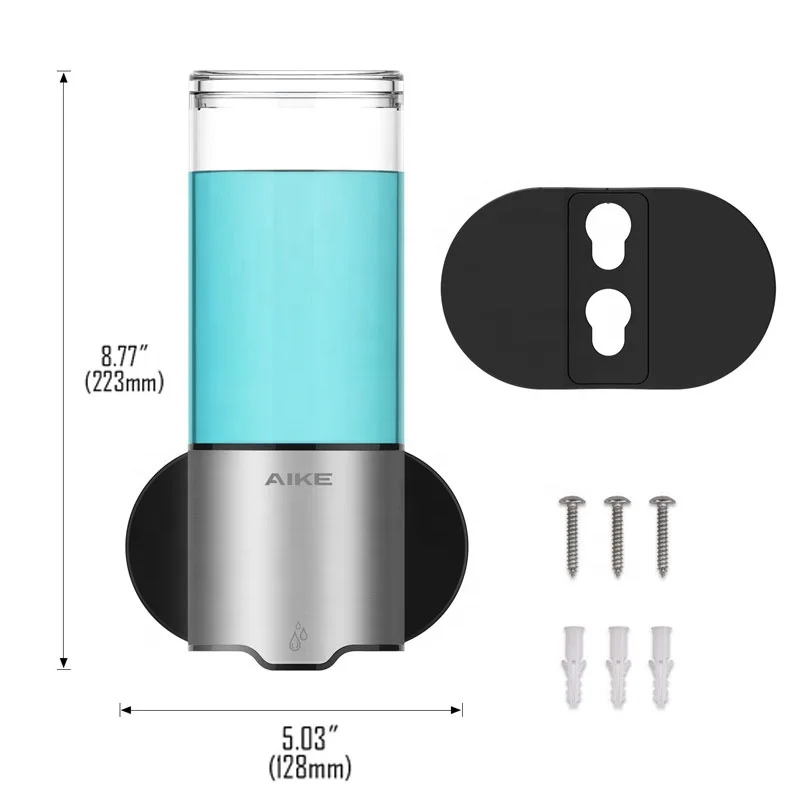 AIKE 전기 욕실 벽걸이 샤워 젤 비누 디펜서, 주방 세제용 자동 센서 디펜서, 블랙, 화이트, 실버