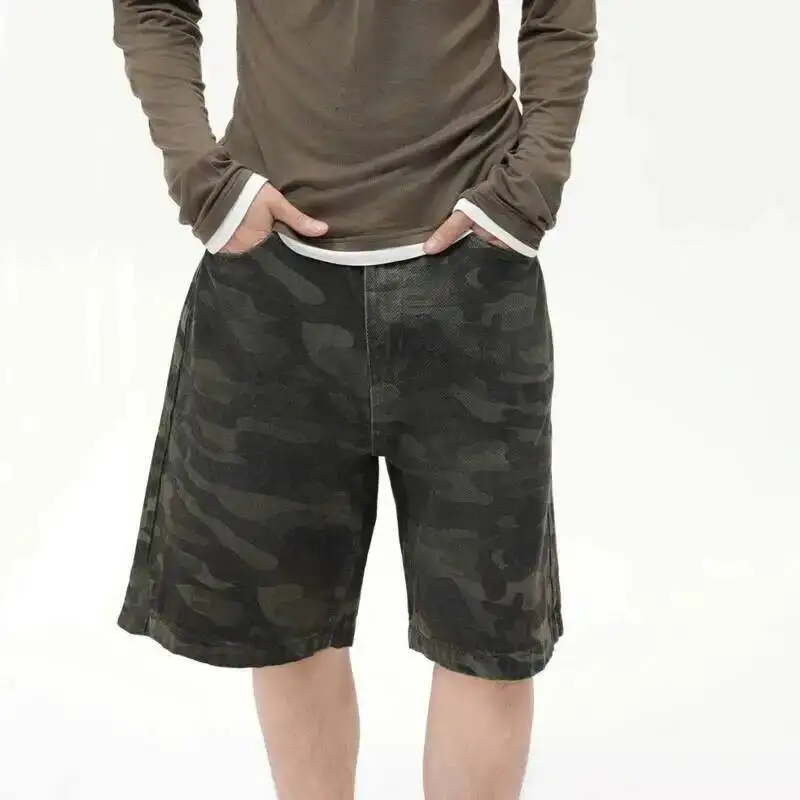 IEFB Men’s Wear American Style Camouflage Jorts Loose Wide Leg Casual Pants Versatile Washed Denim Shorts New Trendy 9A8588 5 IEFB Men's Wear American Style Camouflage Jorts Loose Wide Leg Casual Pants Versatile Washed Denim Shorts New Trendy 9A8588 5