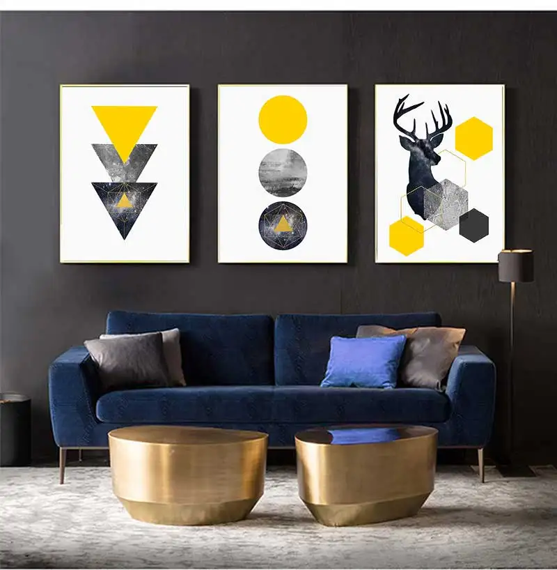 Painting for Living Room No Framed Nordic Style Geometric Starry Abstract Deer Wall Art Print Picture Canvas