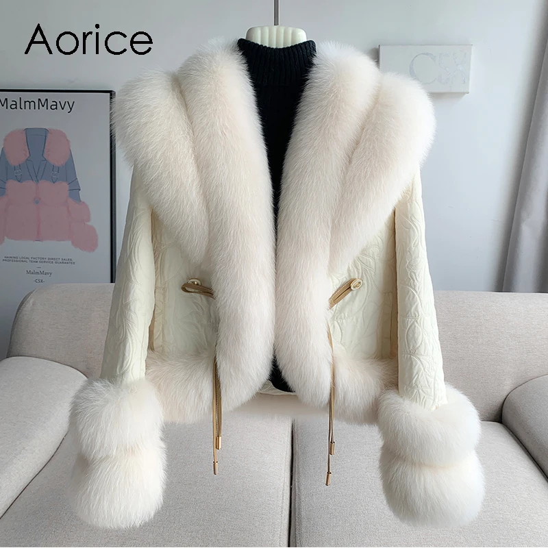 Aorice Big Fox Fur Collar Winter New Design Coat Duck Down Lining Women Soft Fashion Jacket CT312