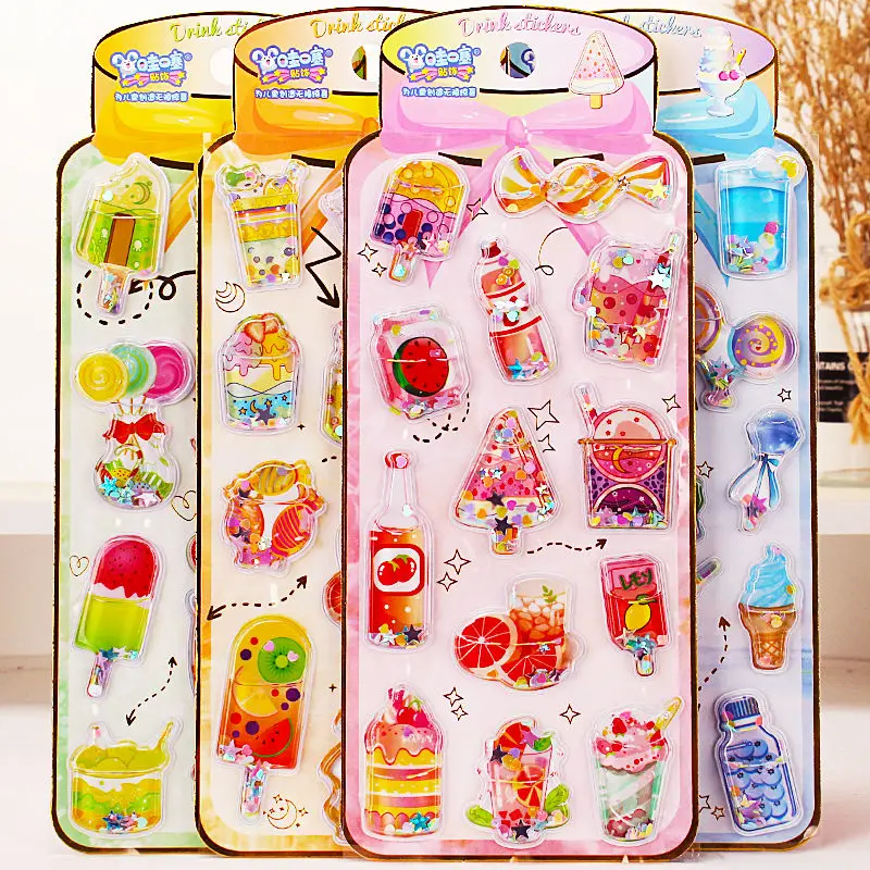 Kawaii 3D Shake Stickers Resin Drop Gel Crystal Clear Stereo Deco Stickers For Kids Scrapbook Stationery Stickers Decal Toy