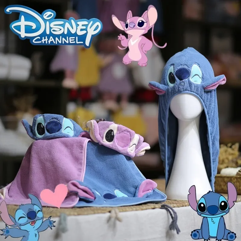 Bonnet de séchage des cheveux Disney Stitch pour enfants, accessoires décoratifs de dessin animé mignon, fournitures scolaires, serviettes Anime, jouets Cosplay, cadeaux