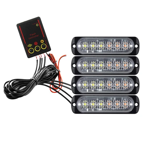 Imagen 2 del producto Iluminación de rejilla delantera de coche, luces de advertencia estroboscópicas de emergencia LED de policía de 12V y 24V, baliza Flash de bombero, lámpara de señal amarilla y blanca