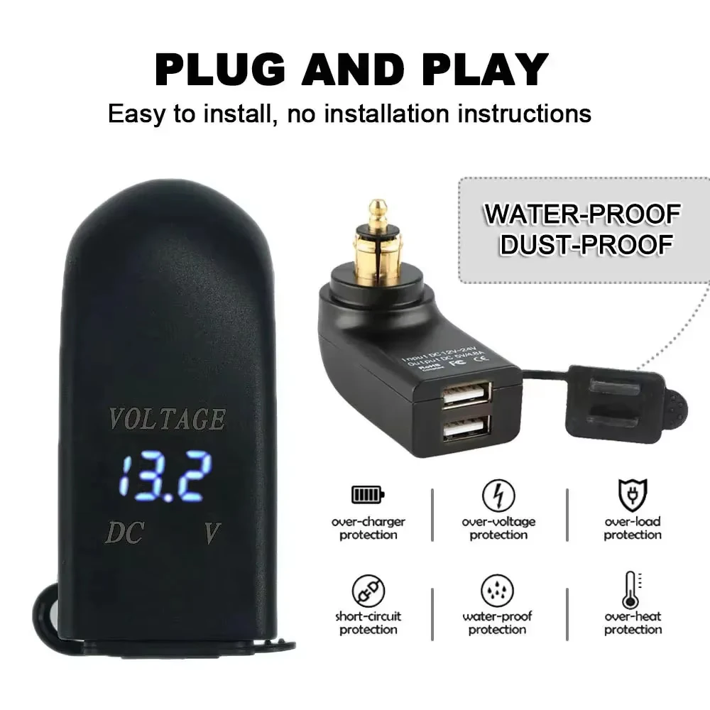 Dual USB Charger Adapter Motorcycle Accessories For BMW R1250GS R1200GS R1300GS R12 F850GS F650GS R1200RT F800GS F800ST K1200GT