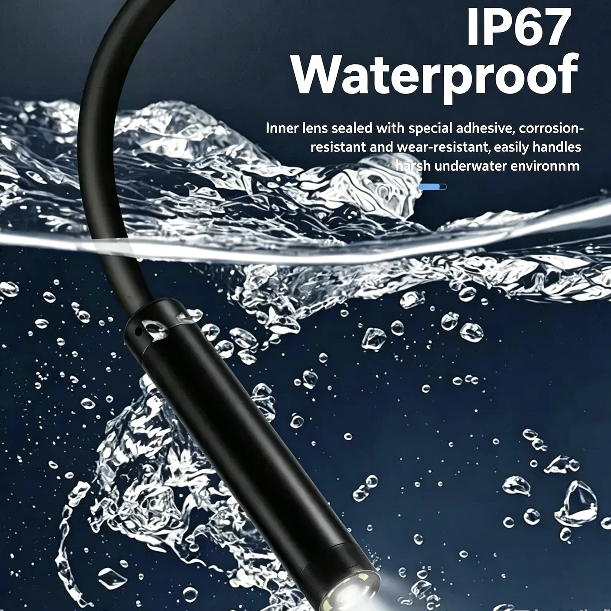 USB‑C Borescope Endoscope 7MM IP67 Waterproof Inspection Snake Camera Adjustable LED Light for Android Smartphone Auto Drain Che