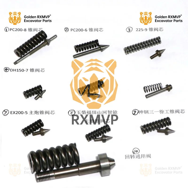 For Swe Kobelco Daewoo Doosan Komatsu Main Relief Spool Safety Valve Spring Valve Needle Excavator Parts