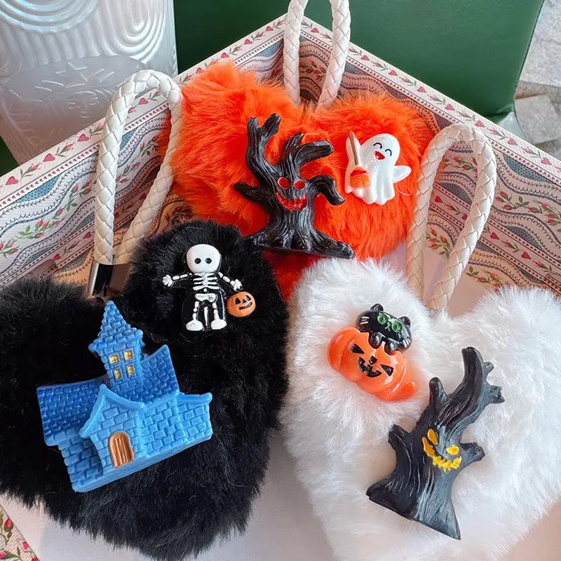 Schattige pluche hart Halloween sleutelhanger hanger Lanyard telefoonriem knuffel tas hang ornament rugzak charme sleutelhanger girly geschenken