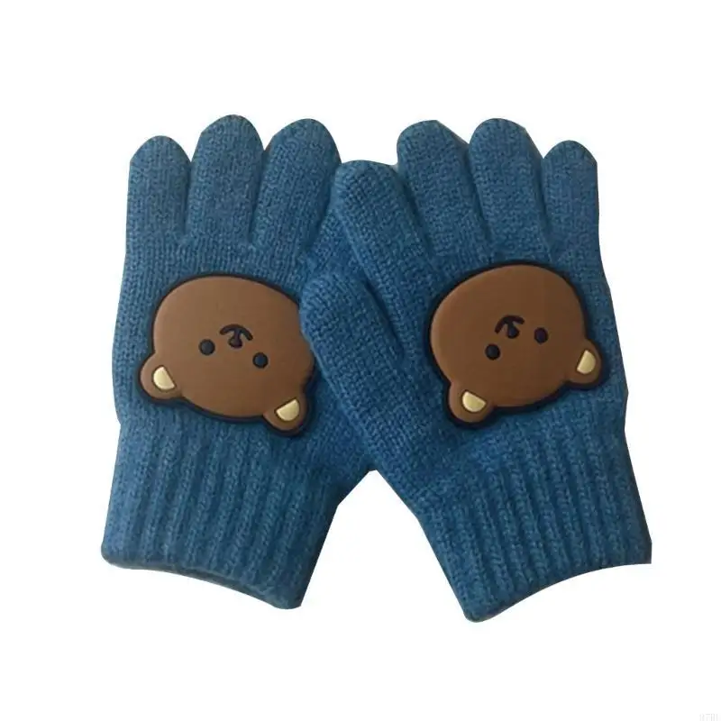 

97BE 1 Pair Child Gloves Winter 2023 Boys Girls Warm Thick Mittens Five Finger Design