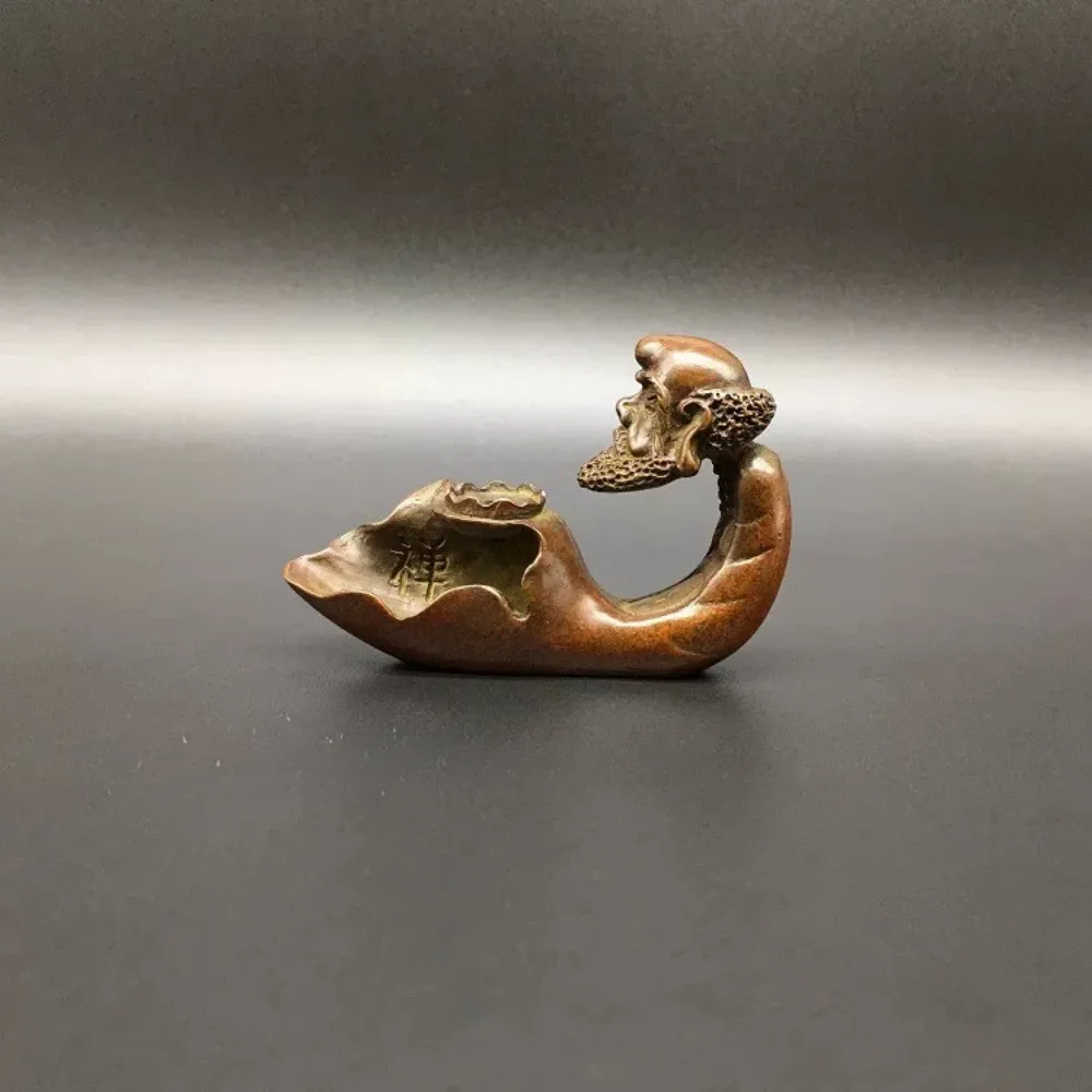 Solid Brass Bodhidharma Backflow Incense Burner Zen Mini Backflow Incense Tea Pet Holder Home Gift