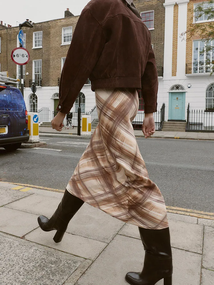 Ele Faionable Seidensatin-Midirock für Damen, Neuankömmling, Winter 2025, Stretch-Taille, Design, Bühnenkostüm, traditionelles Hanfu