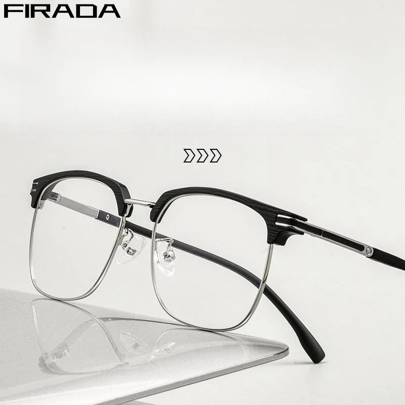 

FIRADA Fashion Ultra Light Glasses Retro Small Size Metal Eyewear Comfortable Business Prescription Eyeglasses Frame Men 18181H