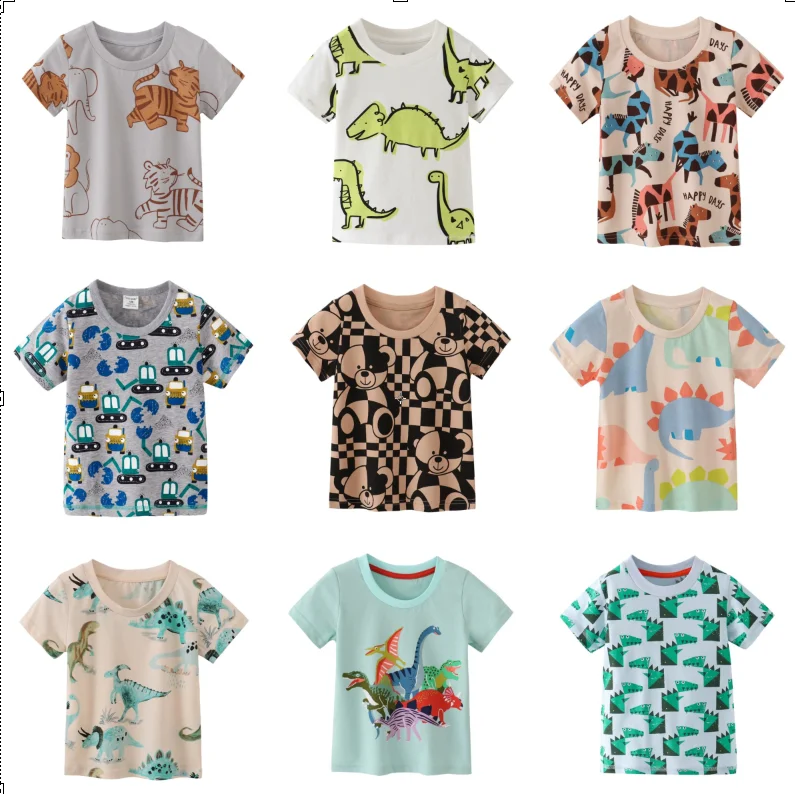 2025 Summer Children Boys T-shirts Cartoon Printed Short Sleeve Thin Cotton Baby Boys Shirts O-necck Versatile Kids Boys Tops