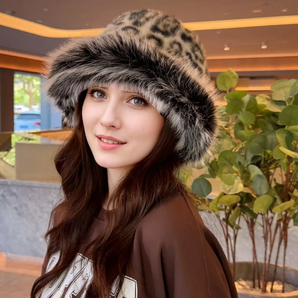 Cozy Faux Fur Fluffy Fur Bucket Hat Thickened Lined with Fleece Plush Fisherman Hat Warm Trapper Winter Warm Hat Cold Weather