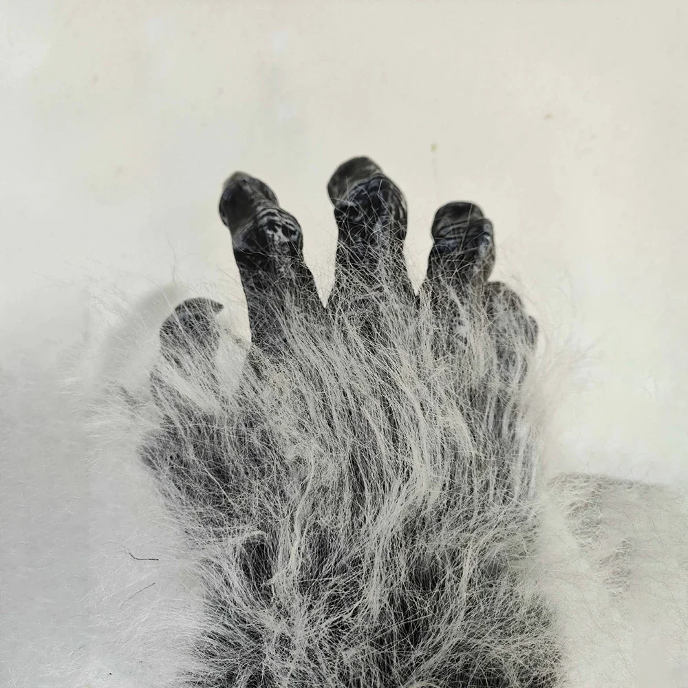 Guantes de lobo para fiesta de Halloween, disfraz de hombre lobo de látex de felpa, uñas, manos para adultos, patas, garra para accesorios, guantes de Pascua para fiesta de Cosplay