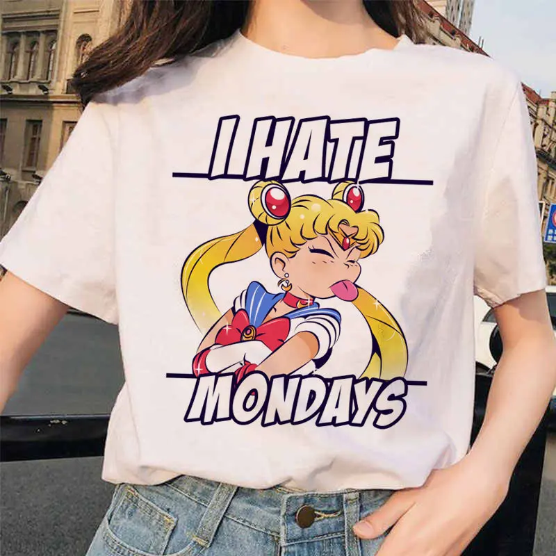 Japanisches Cartoon-Anime-T-Shirt „Sailor Moon“ weiblicher Krieger mit Kaninchenmotiv, bedruckt für süße Damen in Japan und Südkorea