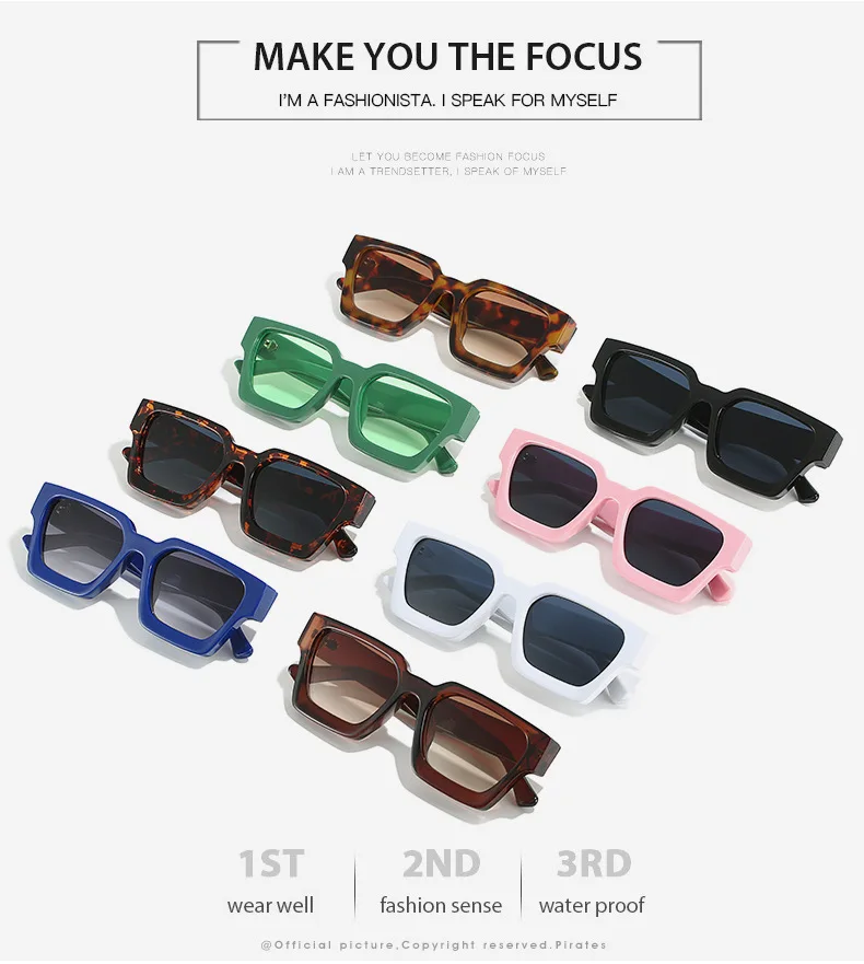 SHAUNA Ins Beliebte Damen Quadratische Sonnenbrille Retro Herren Getönte Farbtöne UV400 – Detail 4