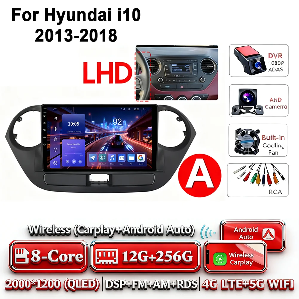 Android 17 2Din Carplay Android Auto 4G WIFI autoradio voor Hyundai I10 2013-2018 GPS DSP BT touchscreen multimediasysteem