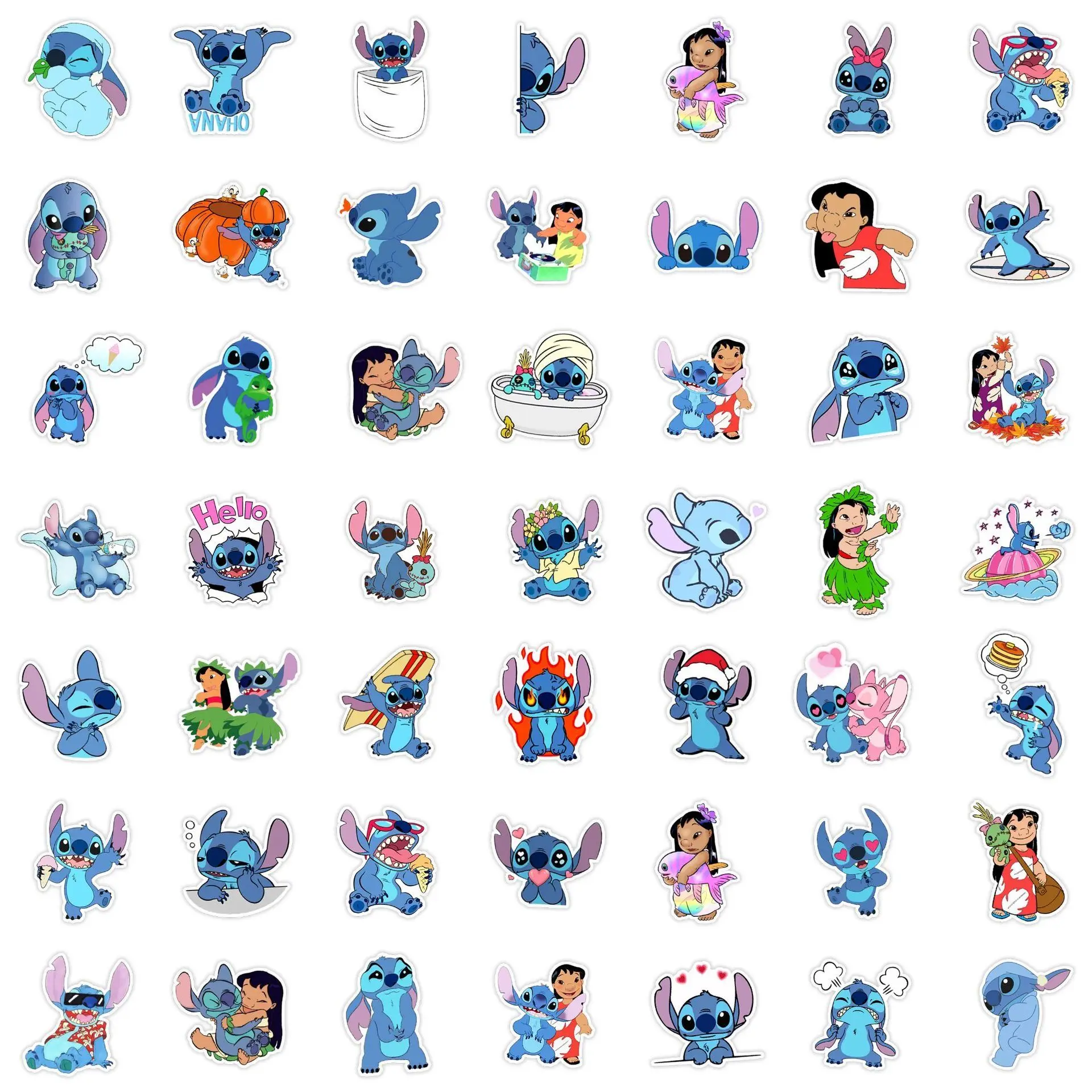 10/50/100Pcs Disney Cute Cartoon Lilo & Stitch Stickers Kawaii Decals Kid Toy DIY Laptop Suitcase Notebook Decoration Sticker