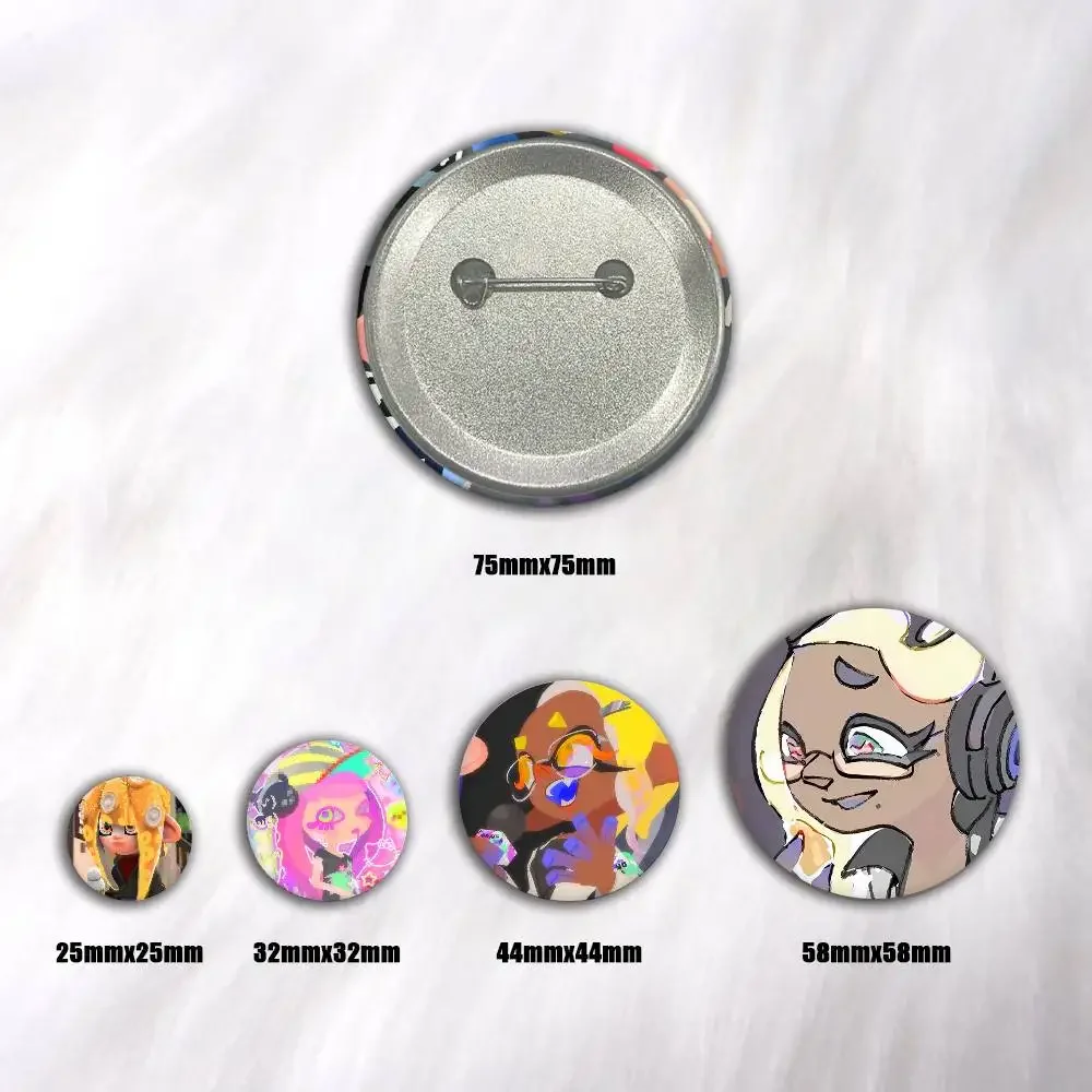 A-Peripheral Splatoon 3 Badge On Backpack Accessories Manga Icons Pins Round Cartoon Brooches For Clothes Bag Decor Gifts