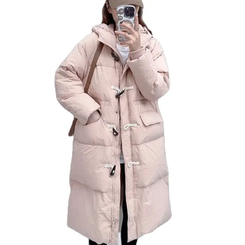 Kapuze Parka Mantel neue Frauen Daunen jacke Wintermantel weibliche Midi Länge Version Parkas lose dicke warme Outwear vielseitig