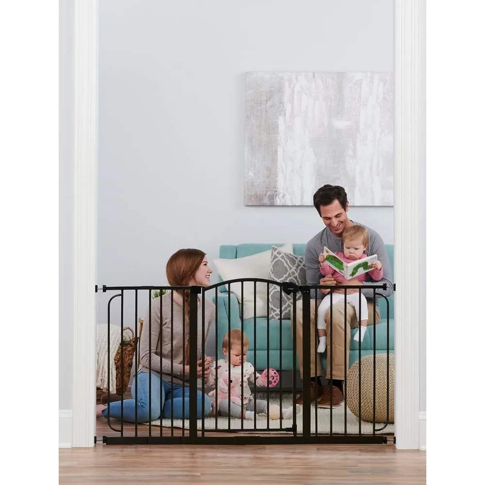 Decoração arqueada extra alta de 58 polegadas Walk Thru Baby Gate, marca prêmio ganhando, inclui kit de extensão de 4 polegadas, pacote com 4