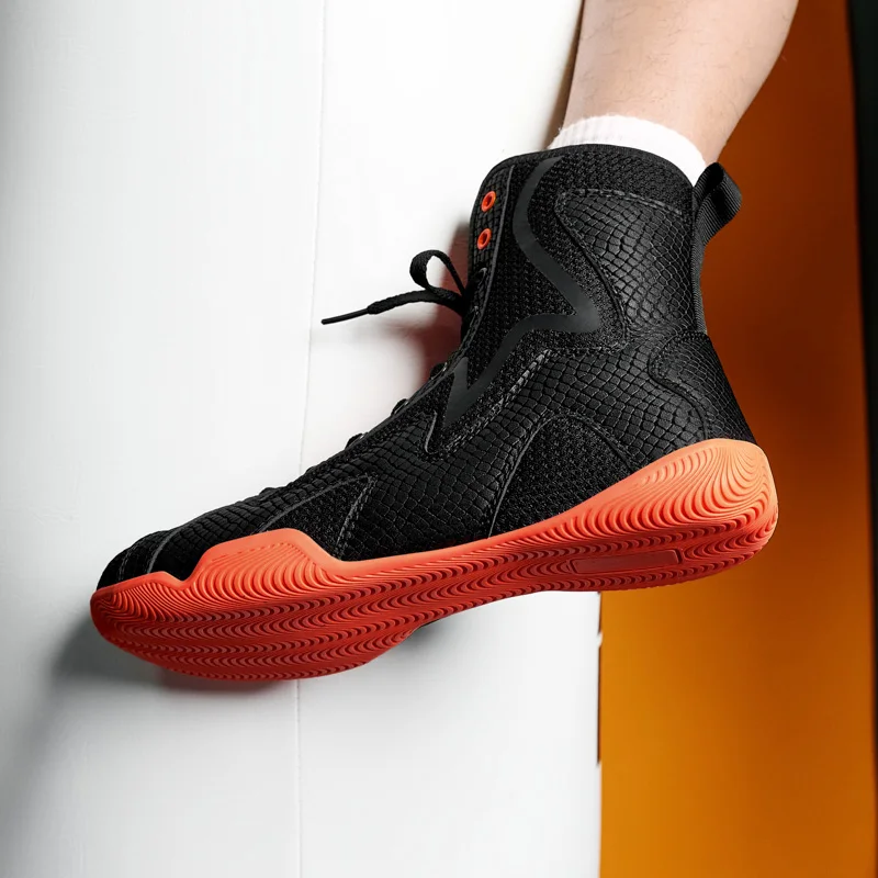 Professional Boxing Shoes Breathable Mesh Non-slip Sole Lightweight Training Sneakers for Kickboxing Wrestling Combat Sports
