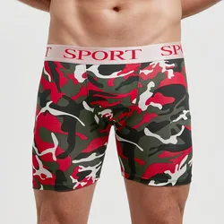 L-8XL Sexy Underwear Men Boxers Shorts Fashion Camouflage Print Panties Man Cotton Sports Long Leg Underpants Cueca Calzoncillos