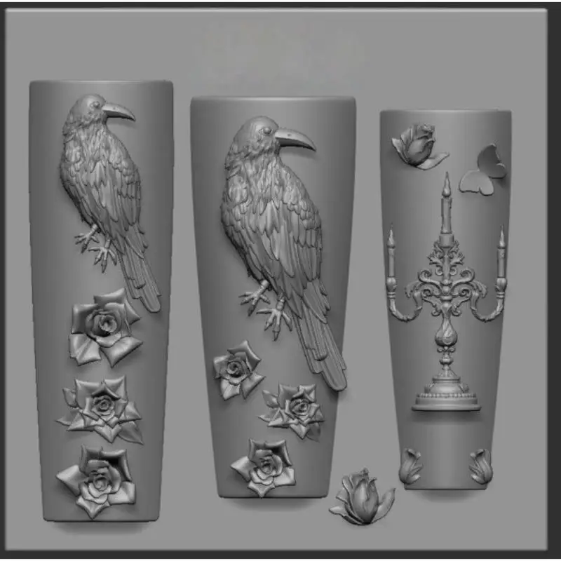 Molde transparente DIY, herramientas de diseño de manicura, candelabro de rosa de cuervo Retro, molde de silicona para uñas, decoración artística de uñas 3D con flores