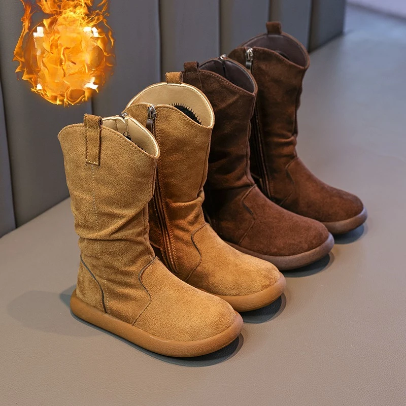 

Children Leather Boots Girls Cowboy Fashion Boots Retro Style Kids Flats Short Boots All Match Spring Autumn Toddler Girl Shoes