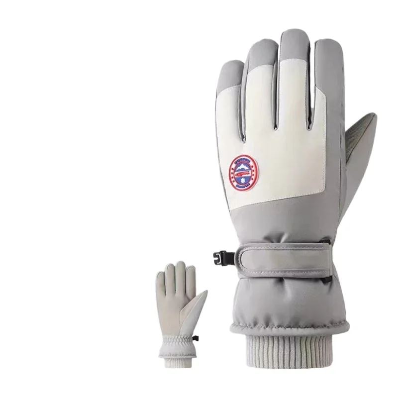 Зимние лыжные перчатки для мужчин, теплые водоотталкивающие бархатные и утолщенные перчатки для альпинизма и велоспорта с сенсорным экраном