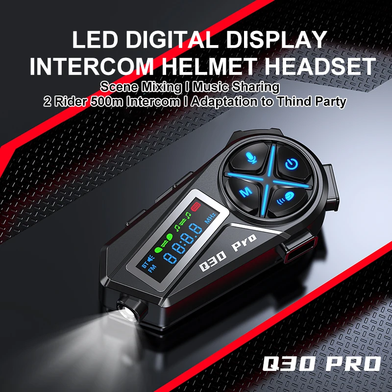 

Motorcycle Helmet Bluetooth Headset 2 Person 500m Intercom Noise Reduction AI Voice Long Battery Life Light Riding Headset​