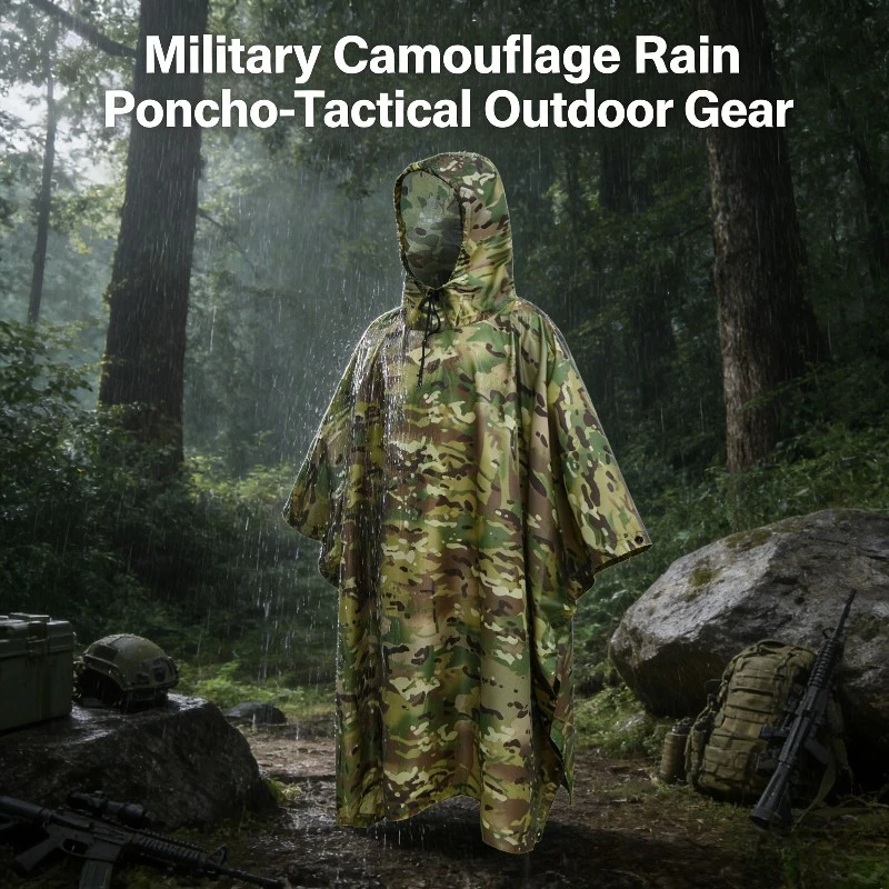 

Mountain Climbing Gear Outdoor Raincoat Poncho Hiking 3-in-1 Lightweight Cloak Cape