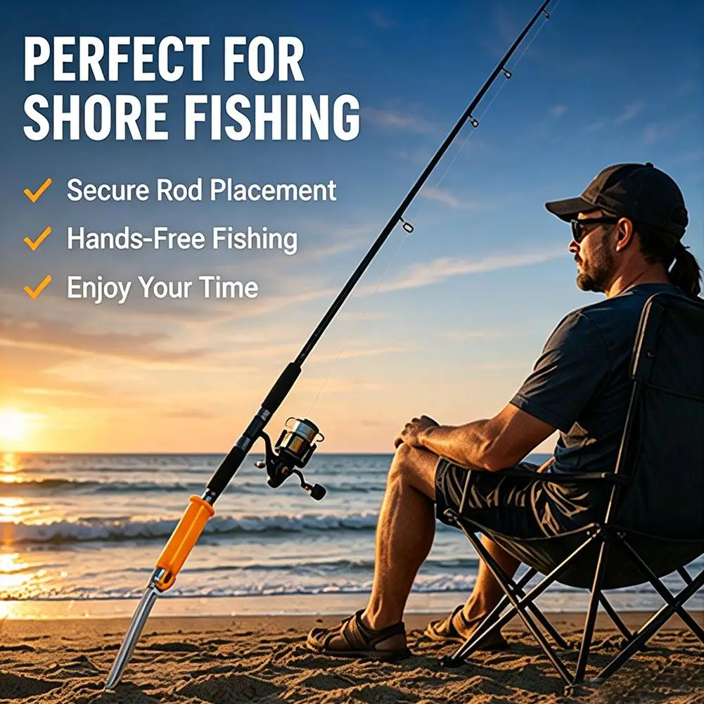 Portable Sea Fishing Rod Holder Ground Insert Stand Durable Metal Foldable Support Rack For Beach Lake River Fishing Anglers ﻿ view 4