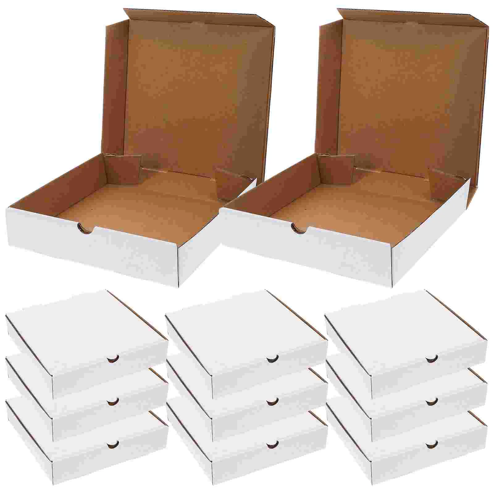 30pcs White Cardboard Pizza Boxes Corrugated Pizza Takeout Containers Foldable Paper Packaging Boxes for Pizza Pastry Cookie 7 i