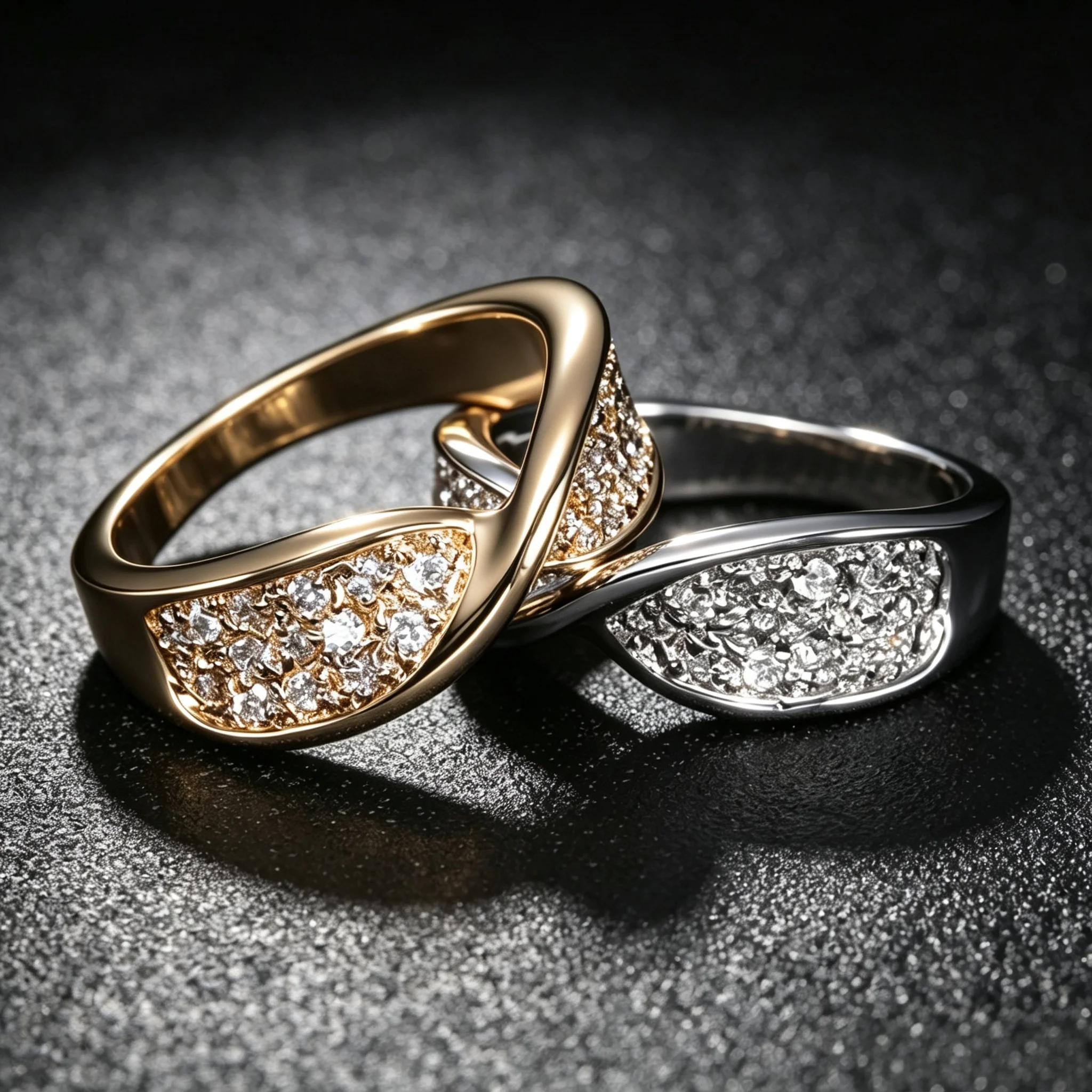 Twisted Crisscross Micro Paved Cubic Zirconia Ring for Women, Gold Silver Tone Copper Stackable Wedding Promise Band Jewelry