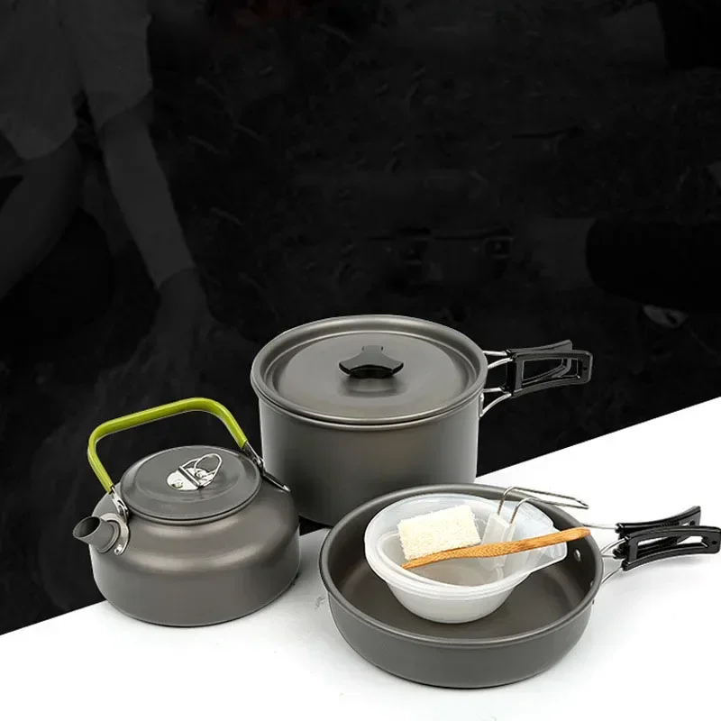 2024 Factory Price Hot Sale Camping Cookset Outdoor Picnic Mess Set 2-3 People Ultralight Backpacking Cookware Outdoors Cooking