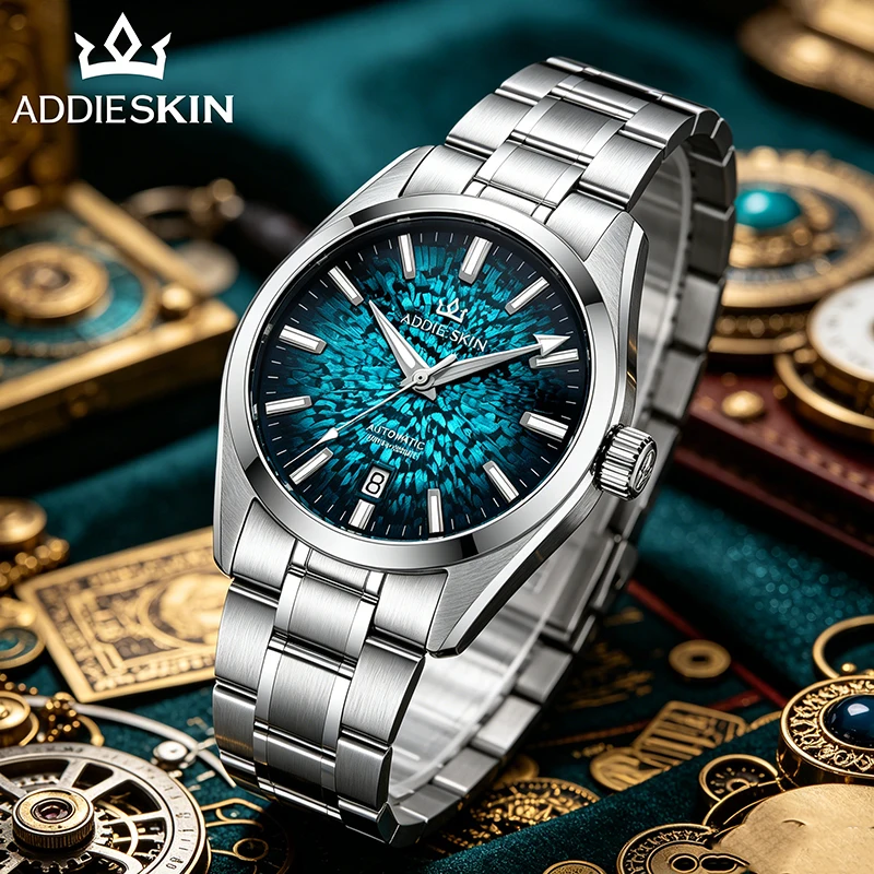 

ADDIESKIN K003 38mm Emerald Green Dial Watch Miyota 9015 Ultra Thin 10mm BGW9 Luminous 100m Waterproof Sapphire Men Dress Watch