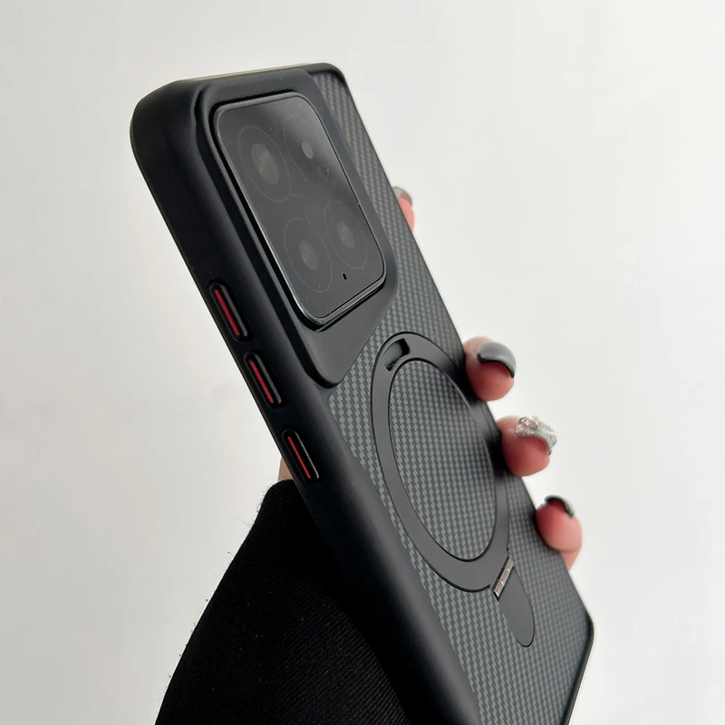 ألياف الكربون الملمس قوس MagSafe جراب هاتف ل Xiaomi Mi 15 15Pro Mi 14 نماذج جديدة متجمد اللاسلكية شحن غطاء الكمبيوتر الصلب