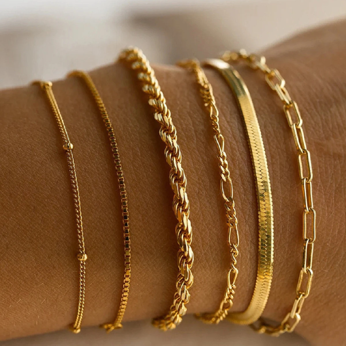 

6pcs European and n jewelry metal chain female suit 6 multilayer chain simple bracelet