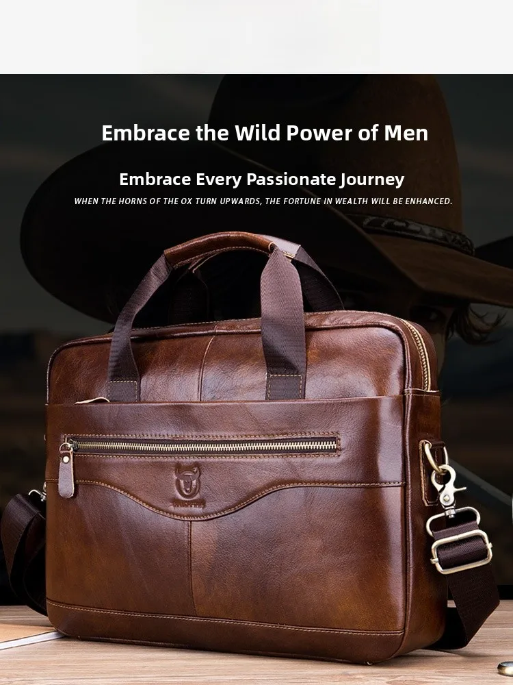 

Кожаная деловая трубка для ноутбука, мужская верхняя многослойная сумка из воловьей кожи на одно плечо, наклонная сумка через плечо, повседневная сумка Sle для молодежи